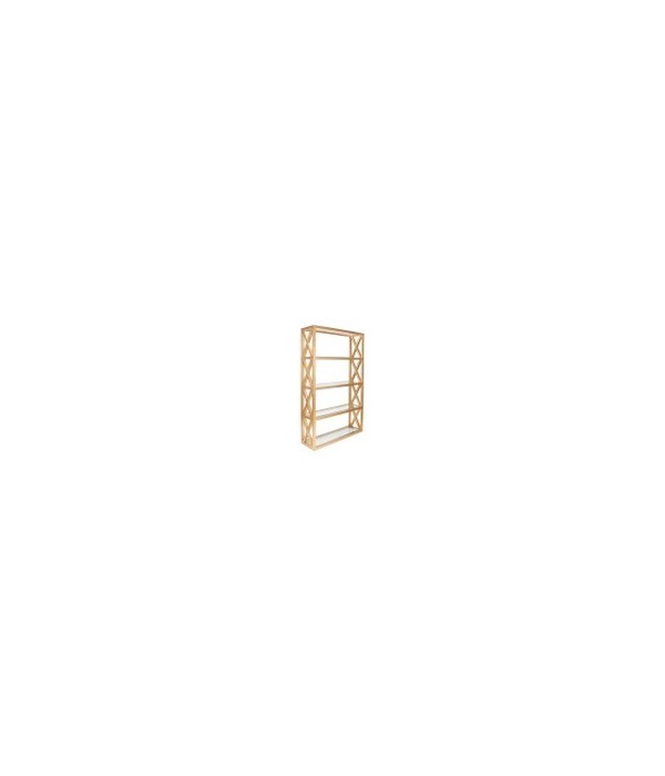 Gold Leaf X Etagere with Clear Glass Shelves